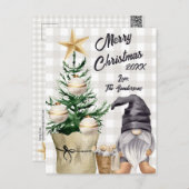 Custom Merry Christmas Waterverf Gnome Plaid Feestdagenkaart (Voorkant / Achterkant)