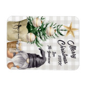 Custom Merry Christmas Waterverf Gnome Plaid Magneet (Horizontaal)