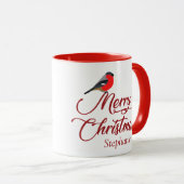 Custom Merry Christmas Waterverf Kardinaal Mok (Voorkant rechts)