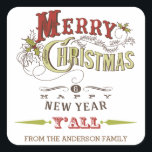 Custom Merry Christmas Y'All Holiday Sticker<br><div class="desc">western Vrolijk Kerstfeest & Gelukkig Nieuwjaar Y'all Sticker met rustieke typografie</div>