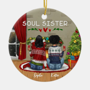 Custom Merry christmast Soul Sister Keramisch Ornament
