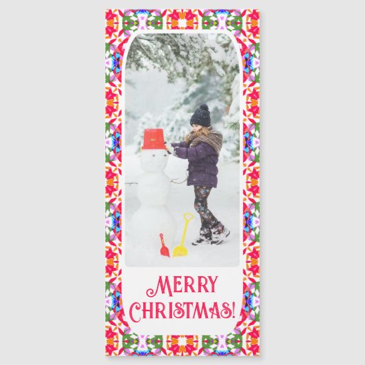 Custom Merry Jolly Kerst Foto Magnetische Kaart (Voorkant)