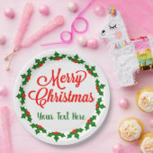 Custom Merry kerst Holly Berry Papieren Bordje (Feest)