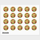 Custom MERRY KERSTMIS krans GOUD Retouradres Ronde Sticker (Vel)