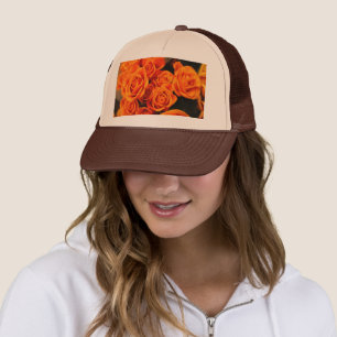 Custom Mesh Back-Pet Sinaasappel Roos gedrukt brui Trucker Pet