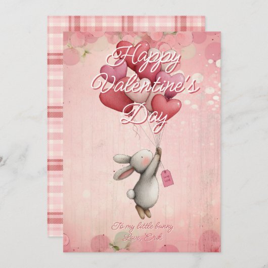 Custom Message bunny Animal Valentines Day Feestdagenkaart (Voorkant / Achterkant)