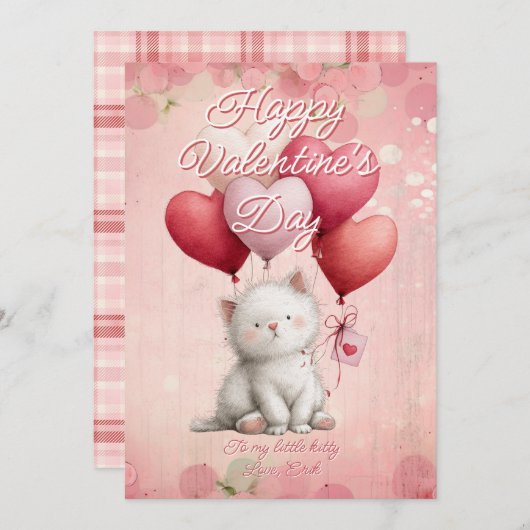 Custom Message Cat Animal Valentines Day Feestdagenkaart (Voorkant / Achterkant)