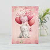 Custom Message Cat Animal Valentines Day Feestdagenkaart (Staand voorkant)