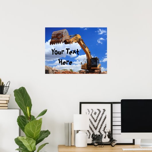 Custom Message Digger Excavator Tractor Poster (Thuiskantoor)