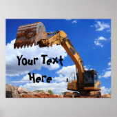 Custom Message Digger Excavator Tractor Poster (Voorkant)