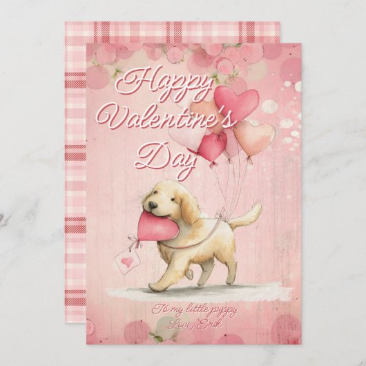 Custom Message Dog Animal Valentines Day Feestdagenkaart (Voorkant / Achterkant)