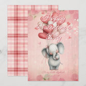 Custom Message Elephant Animal Valentines Day Feestdagenkaart (Voorkant / Achterkant)