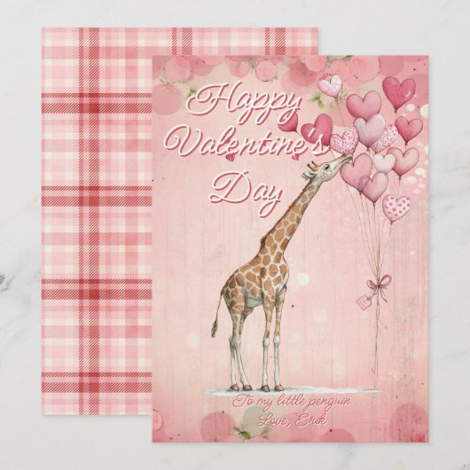 Custom Message Giraffe Animal Valentines Day Feestdagenkaart (Voorkant / Achterkant)