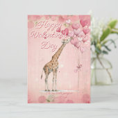 Custom Message Giraffe Animal Valentines Day Feestdagenkaart (Staand voorkant)