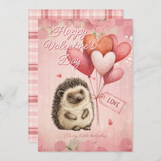 Custom Message Hedgehog Animal Valentines Day Feestdagenkaart (Voorkant / Achterkant)