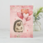 Custom Message Hedgehog Animal Valentines Day Feestdagenkaart (Staand voorkant)