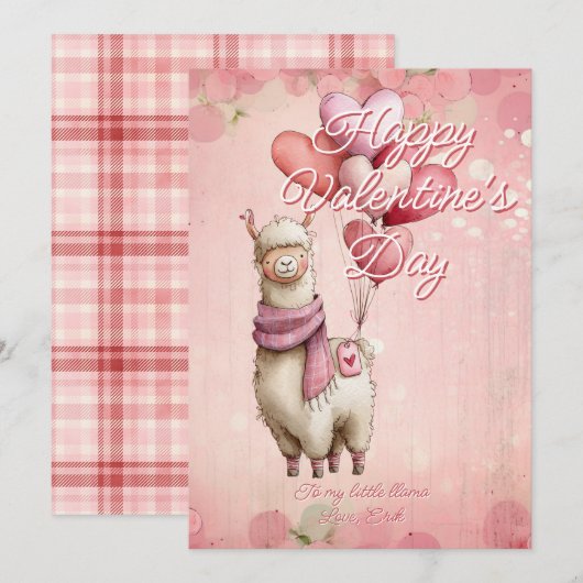 Custom Message Llama Animal Valentines Day Feestdagenkaart (Voorkant / Achterkant)