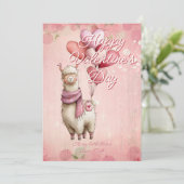Custom Message Llama Animal Valentines Day Feestdagenkaart (Staand voorkant)