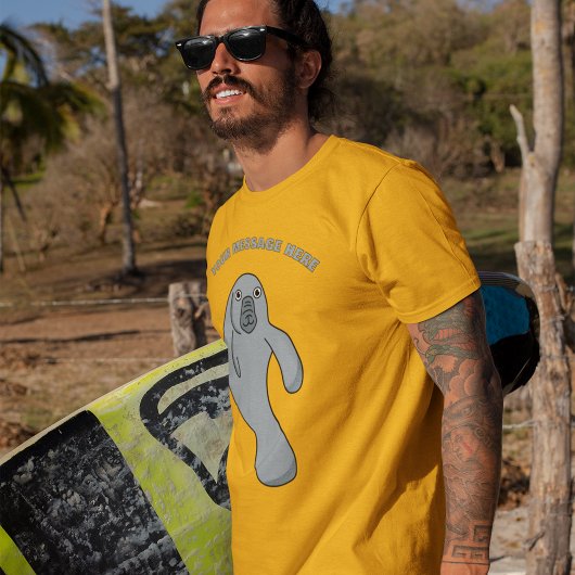 Custom Message Manatee Cartoon Graphic T-shirt