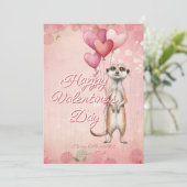 Custom Message Meerkat Animal Valentines Day Feestdagenkaart (Staand voorkant)