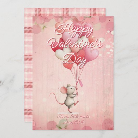 Custom Message Mouse Animal Valentines Day Feestdagenkaart (Voorkant / Achterkant)