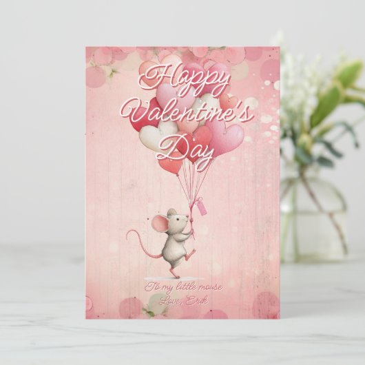 Custom Message Mouse Animal Valentines Day Feestdagenkaart (Staand voorkant)