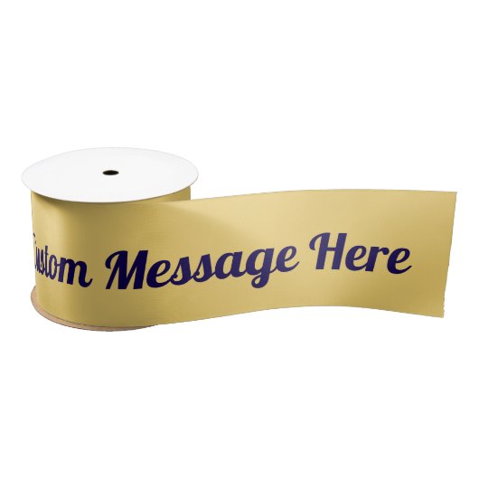 Custom Message Navy on Yellow Satijnen Lint (Spoel)