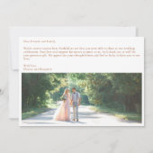 Custom Message Pink Floral Photo Wedding  Bedankkaart (Achterkant)