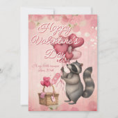 Custom Message Raccoon Animal Valentines Day Feestdagenkaart (Voorkant)