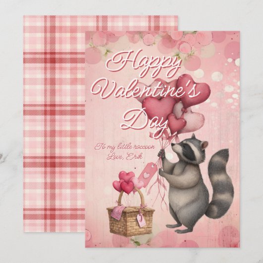 Custom Message Raccoon Animal Valentines Day Feestdagenkaart (Voorkant / Achterkant)