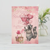 Custom Message Raccoon Animal Valentines Day Feestdagenkaart (Staand voorkant)