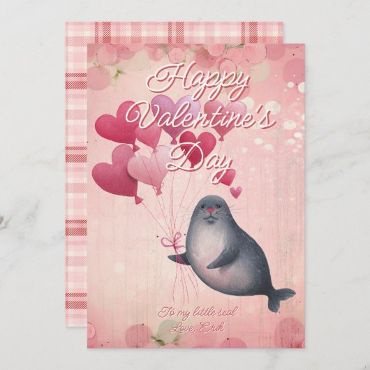 Custom Message Seal Animal Valentines Day Feestdagenkaart (Voorkant / Achterkant)