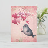 Custom Message Seal Animal Valentines Day Feestdagenkaart (Staand voorkant)