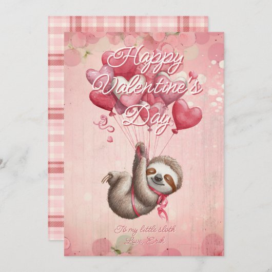 Custom Message Sloth Animal Valentines Day Feestdagenkaart (Voorkant / Achterkant)