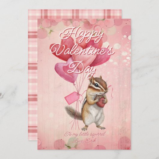 Custom Message Squirrel Animal Valentines Day Feestdagenkaart (Voorkant / Achterkant)