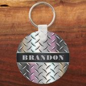 Custom Metal Chrome Diamond Bord Sleutelhanger (Achterkant)