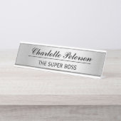Custom Metal Silver Funny Bureau Naambordje (Voorkant)