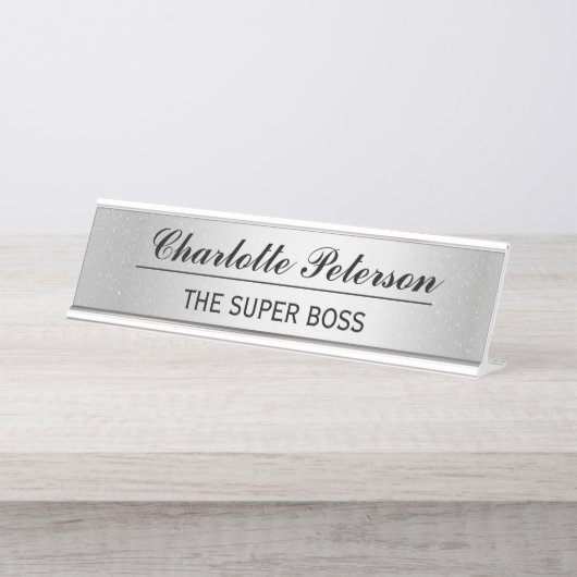 Custom Metal Silver Funny Bureau Naambordje (Voorkant)