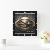 Custom Metallic Football Vierkante Klok (Huis)