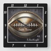 Custom Metallic Football Vierkante Klok (Voorkant)
