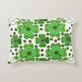 Custom Metallic Green Clover & Swirl Pattern  Accent Kussen