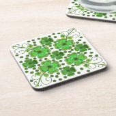 Custom Metallic Green Clover & Swirl Pattern  Bier Onderzetter (Linkerzijde)