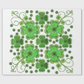 Custom Metallic Green Clover & Swirl Pattern  Cadeaupapier (Vlak)