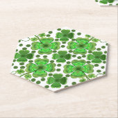 Custom Metallic Green Clover & Swirl Pattern  Kartonnen Onderzetters (Schuin)
