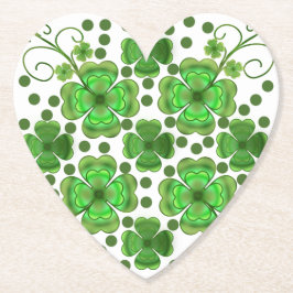 Custom Metallic Green Clover & Swirl Pattern  Kartonnen Onderzetters