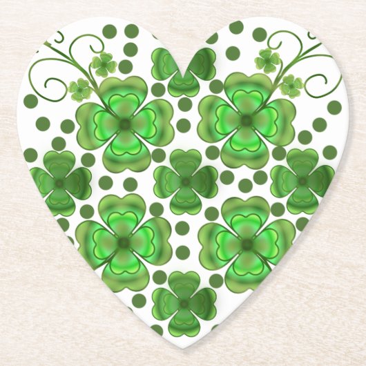 Custom Metallic Green Clover & Swirl Pattern  Kartonnen Onderzetters (Voorkant)
