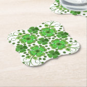 Custom Metallic Green Clover & Swirl Pattern  Kartonnen Onderzetters (Gekanteld)