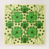 Custom Metallic Green Clover & Swirl Pattern  Legpuzzel (Horizontaal)