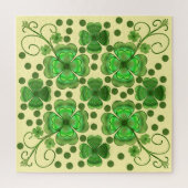 Custom Metallic Green Clover & Swirl Pattern  Legpuzzel (Verticaal)