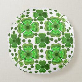 Custom Metallic Green Clover & Swirl Pattern  Rond Kussen